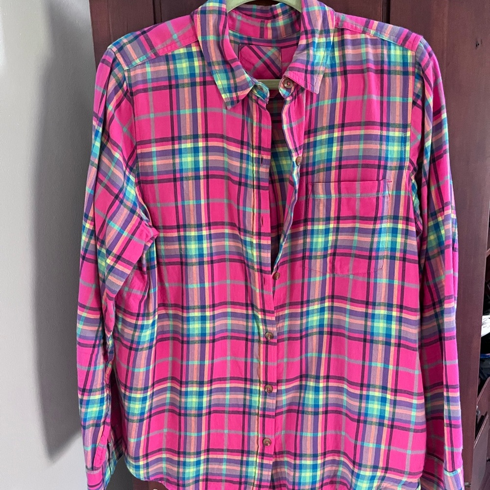 Sonoma Pink Plaid Button Down Shirt